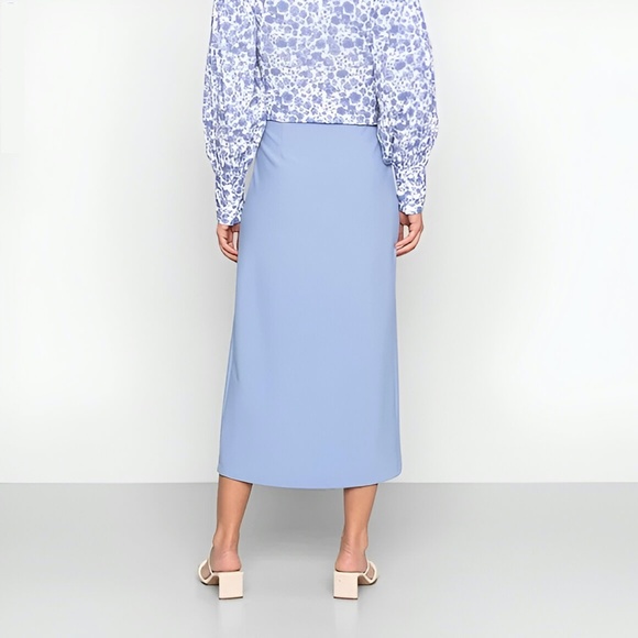 Abercrombie & Fitch Spring Summer Elevated Blue Slit Midi Skirt Women's Size XXS - Picture 2 of 13